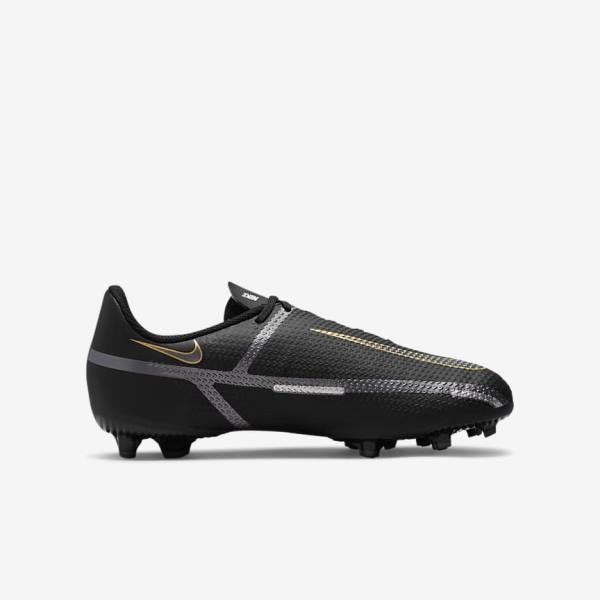 Nike Jr. Phantom GT2 Academy MG Older Multi-Ground Fußballschuhe Kinder Schwarz Metal Gold Dunkelgrau Metal Dunkelgrau | NK204XCP