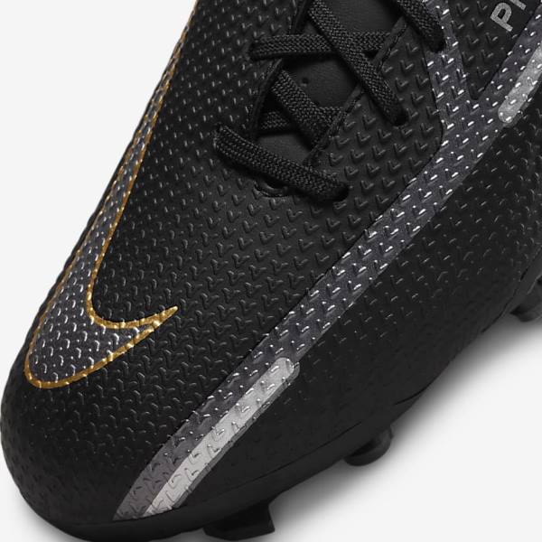 Nike Jr. Phantom GT2 Academy MG Older Multi-Ground Fußballschuhe Kinder Schwarz Metal Gold Dunkelgrau Metal Dunkelgrau | NK204XCP