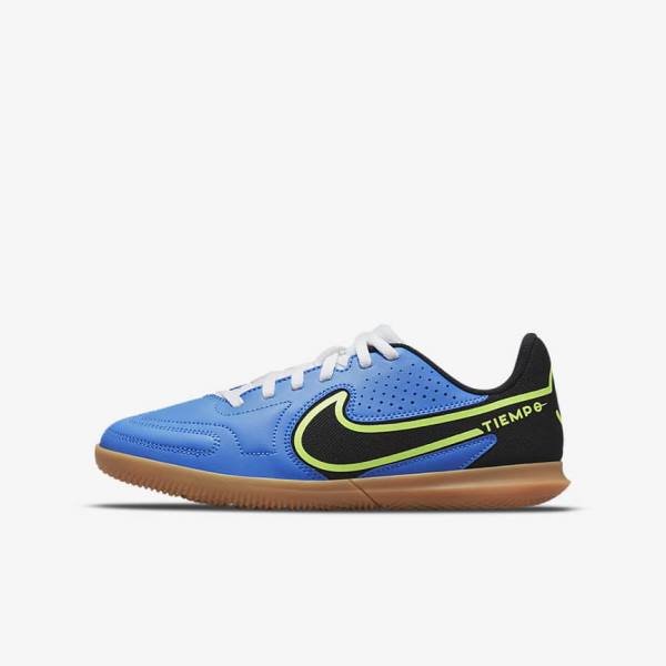 Nike Jr. Tiempo Legend 9 Club IC Older Indoor-Court Fußballschuhe Kinder Hellblau Hellgrün Braun Schwarz | NK175ZHA