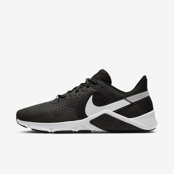 Nike Legend Essential 2 Sportschuhe Herren Schwarz Metal Silber Weiß | NK375HSP