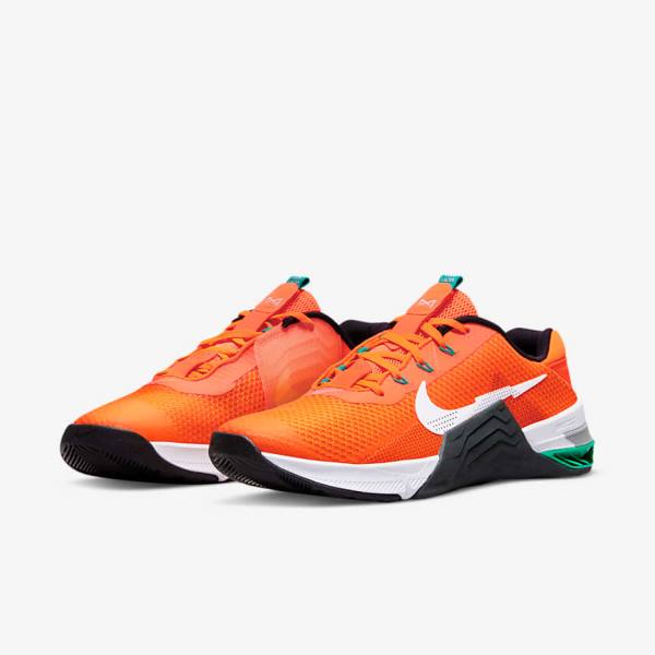 Nike Metcon 7 Sportschuhe Damen Orange Dunkelgrau Türkis Weiß | NK590DPJ