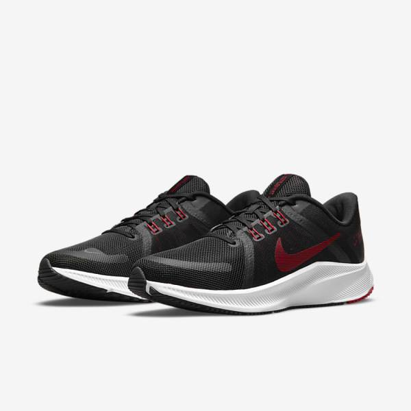 Nike Quest 4 Straßen Laufschuhe Herren Schwarz Weiß Dunkelgrau Rot | NK309SJY