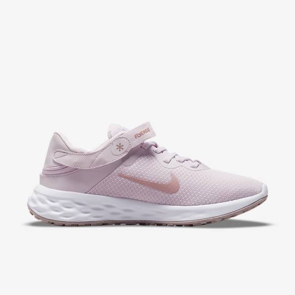 Nike Revolution 6 FlyEase Next Nature Easy On-Off Straßen Laufschuhe Damen Helllila Weiß | NK498MRV