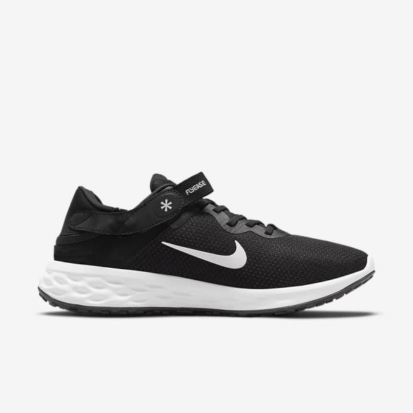 Nike Revolution 6 FlyEase Next Nature Easy On-Off Straßen Laufschuhe Herren Schwarz Grau Weiß | NK519TKJ