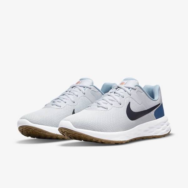 Nike Revolution 6 Next Nature Straßen Laufschuhe Herren Platin Dunkelblau Blau | NK319LWR