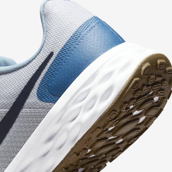 Nike Revolution 6 Next Nature Straßen Laufschuhe Herren Platin Dunkelblau Blau | NK319LWR