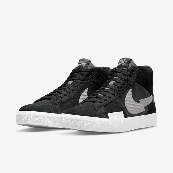 Nike SB Zoom Blazer Mid Premium Sneakers Damen Schwarz Grau Weiß | NK381CEN