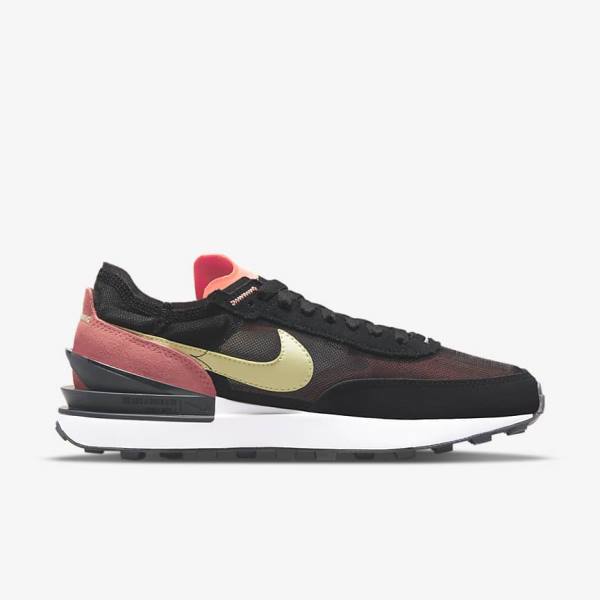 Nike Waffle One Sneakers Damen Schwarz Rot Hellgrün | NK265DGS