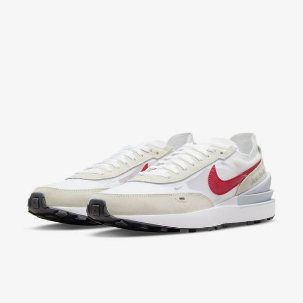 Nike Waffle One Sneakers Herren Weiß Grün Metal Silber Rot | NK783RMQ