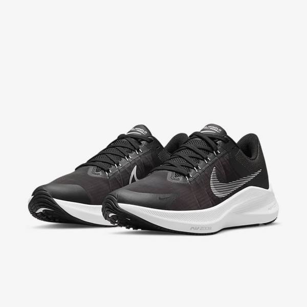 Nike Winflo 8 Straßen Laufschuhe Damen Schwarz Dunkelgrau Hellgrau Weiß | NK189GZX