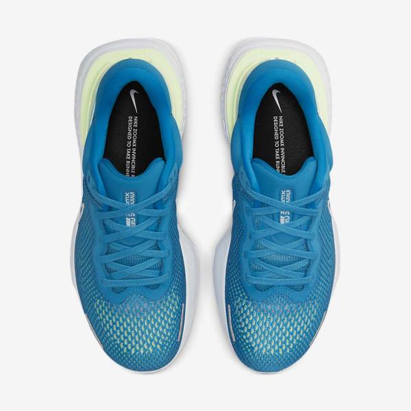 Nike ZoomX Invincible Run Flyknit Straßen Laufschuhe Herren Blau Hellgrün Grau Weiß | NK874JFW