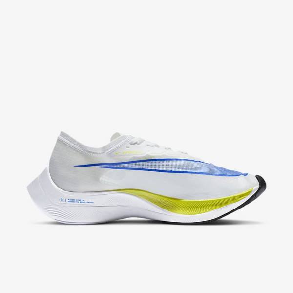 Nike ZoomX Vaporfly NEXT% Straßen Rennfahrer Laufschuhe Herren Weiß Schwarz Blau | NK638ONU