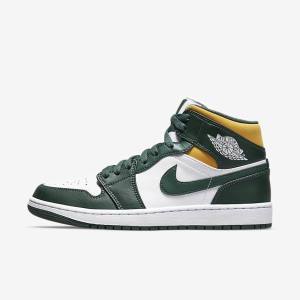 Nike Air Jordan 1 Mid Jordan Schuhe Herren Grün Weiß | NK384DKH