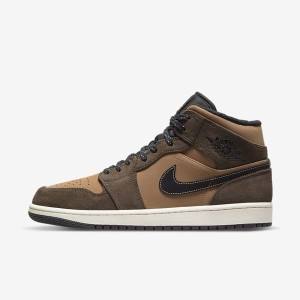 Nike Air Jordan 1 Mid SE Jordan Schuhe Herren Dunkelschokolade Braun Schwarz Rot | NK947NKO