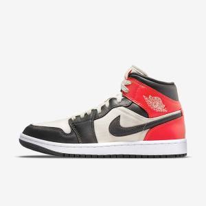 Nike Air Jordan 1 Mid SE Sneakers Damen Hellbraun Hellrot Weiß | NK130HBC