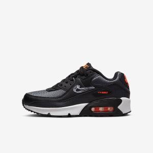 Nike Air Max 90 Older Sneakers Kinder Schwarz Orange Grau Weiß | NK825LVA