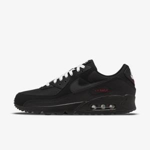 Nike Air Max 90 Sneakers Herren Schwarz Rot Weiß | NK965BPG