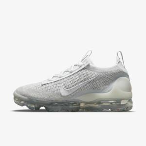 Nike Air VaporMax 2021 FK Sneakers Damen Weiß Platin Metal Silber Weiß | NK534ONB