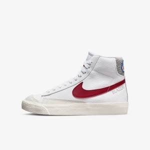 Nike Blazer Mid 77 Older Sneakers Kinder Weiß Hellgrau Rot | NK167ILG