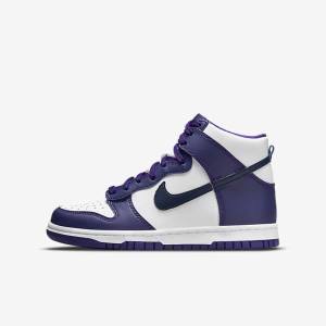 Nike Dunk High Older Sneakers Kinder Weiß Lila Navy | NK564RJW