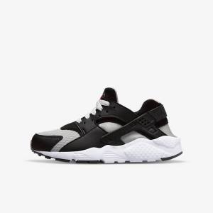 Nike Huarache Run Older Sneakers Kinder Schwarz Grau Weiß Rot | NK176BZR