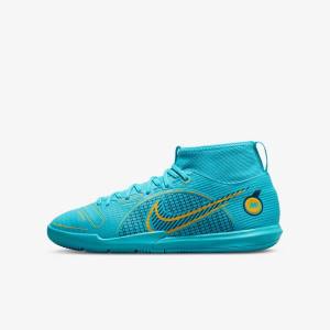 Nike Jr. Mercurial Superfly 8 Academy IC Younger and Older Indoor Court Fußballschuhe Kinder Blau Orange | NK946FRQ