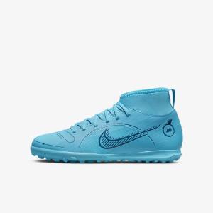 Nike Jr. Mercurial Superfly 8 Club TF Older Turf Fußballschuhe Kinder Blau Orange | NK480YPH