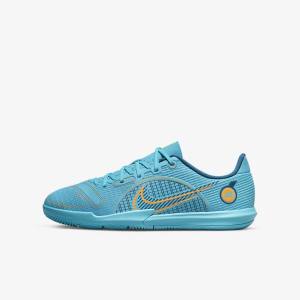 Nike Jr. Mercurial Vapor 14 Academy IC Older Indoor Court Fußballschuhe Kinder Blau Orange | NK876KCT