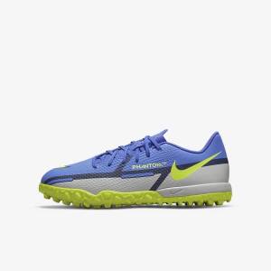 Nike Jr. Phantom GT2 Academy TF Older Turf Fußballschuhe Kinder Blau Grau | NK345YJT