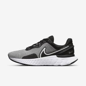 Nike React Miler 3 Straßen Laufschuhe Herren Weiß Schwarz Metal Silber | NK491RES