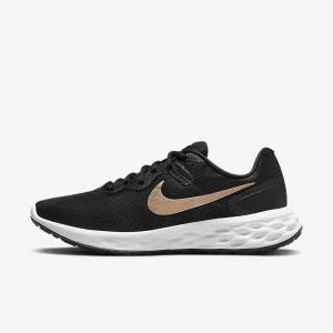 Nike Revolution 6 Next Nature Straßen Laufschuhe Damen Schwarz Weiß Metal Kupfer | NK679JBS