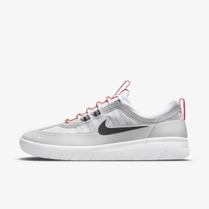 Nike SB Nyjah Free 2 Skate Shoes Herren Grau Weiß Hellrot Schwarz | NK408WZM