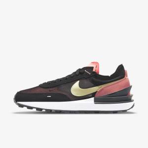 Nike Waffle One Sneakers Damen Schwarz Rot Hellgrün | NK265DGS