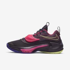 Nike Zoom Freak 3 Basketballschuhe Damen Lila Rosa Lila Hellzitrone | NK013FNJ