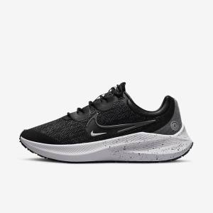 Nike Zoom Winflo 8 Shield Weatherised Straßen Laufschuhe Damen Schwarz Metal Silber Blau Grau | NK709SEG